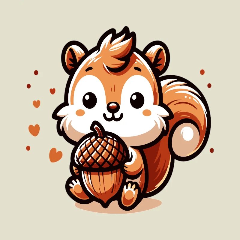 Süßes Eichhörnchen mit Herz-Eichel