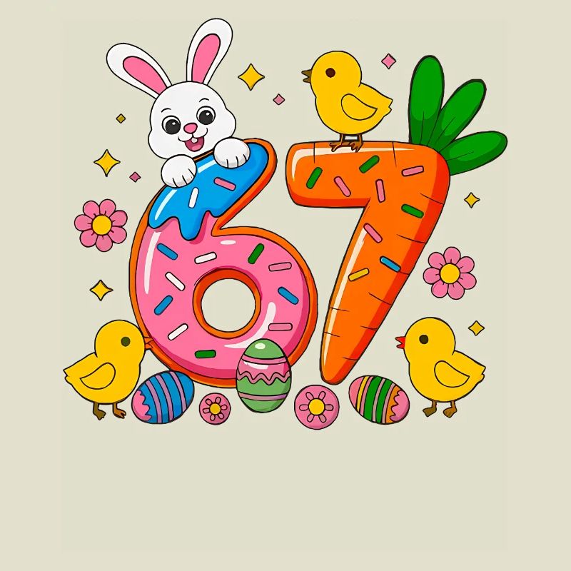 67 Six Seven Cute Bunny Rabbit Easter Day 