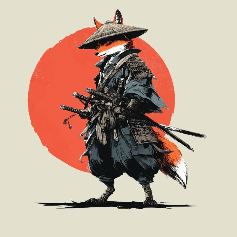 Fox Samurai under Ember Sun