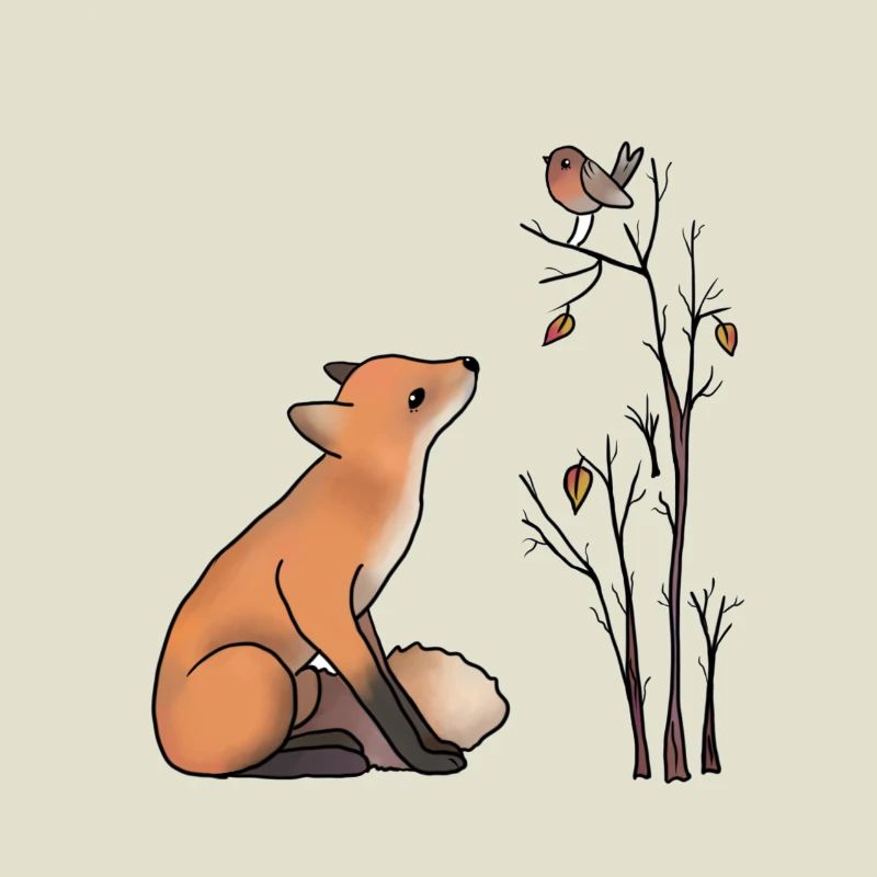 Fuchs und Rotkehlchen