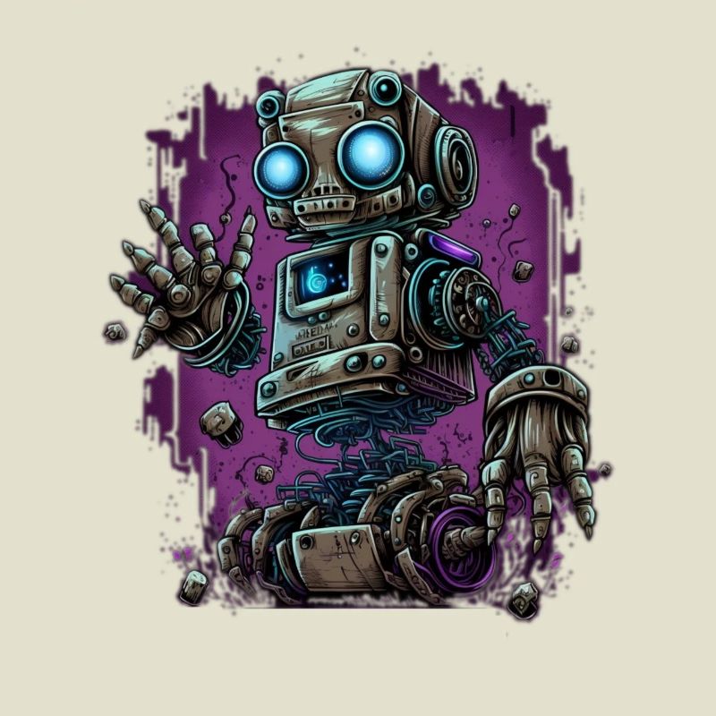 Robot à vapeur néon dans Junkyard Glow
