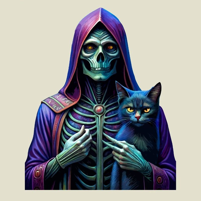 Tod mit einer Katze in den Händen