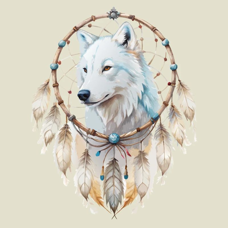 Wolf in einem Traumfänger-Mystisches Wolfs Design