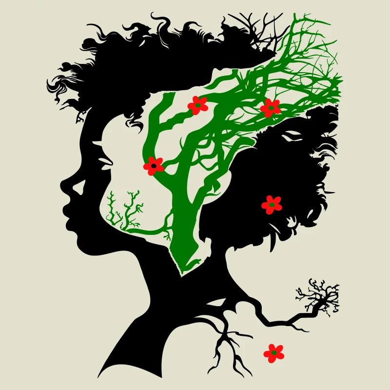 Abstrakter Baum mit Blüten