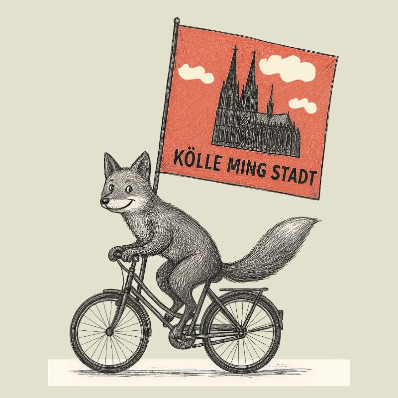 Cologne Fox on Bicycle