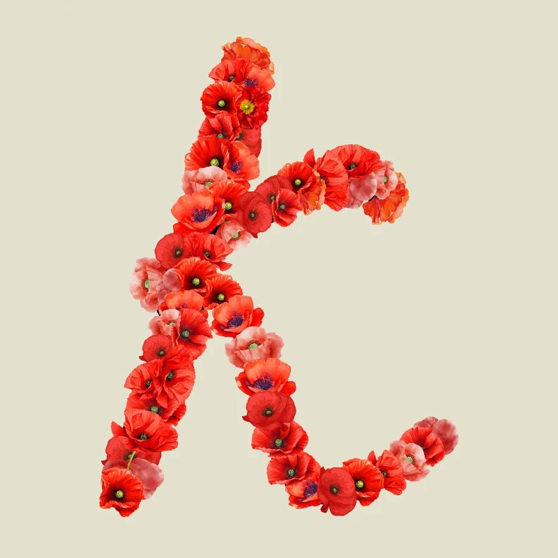 Initial K aus Mohnblumen