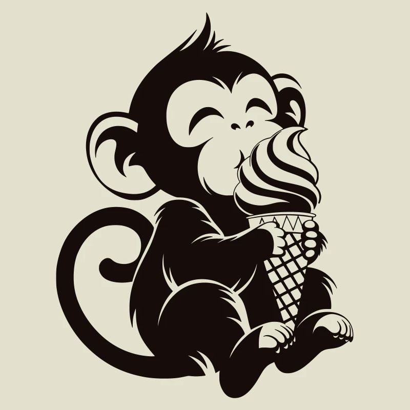 Süßer Affe mit Eis Cartoon