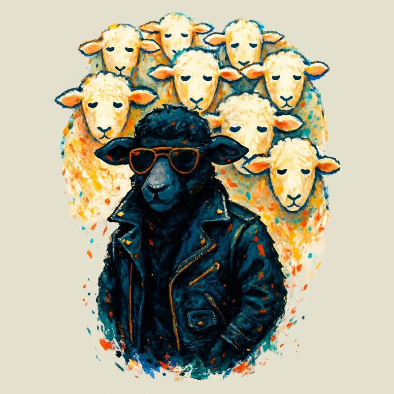 Black Sheep Nonconformist in Leather Jacket