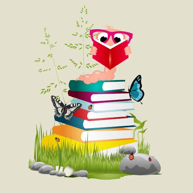 Knowledge-thirsty bookworm while reading a book