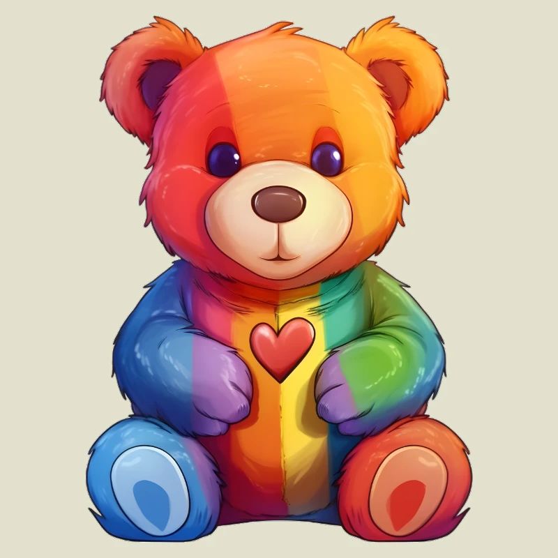 Rainbow Heart Bear Plush