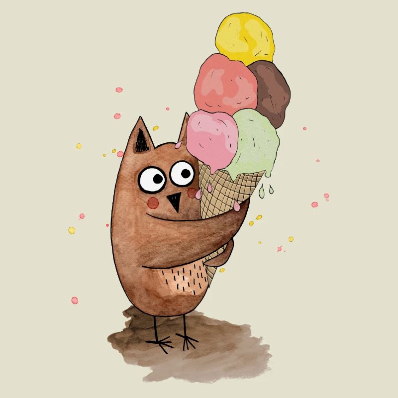 Eule mit riesigem Eis