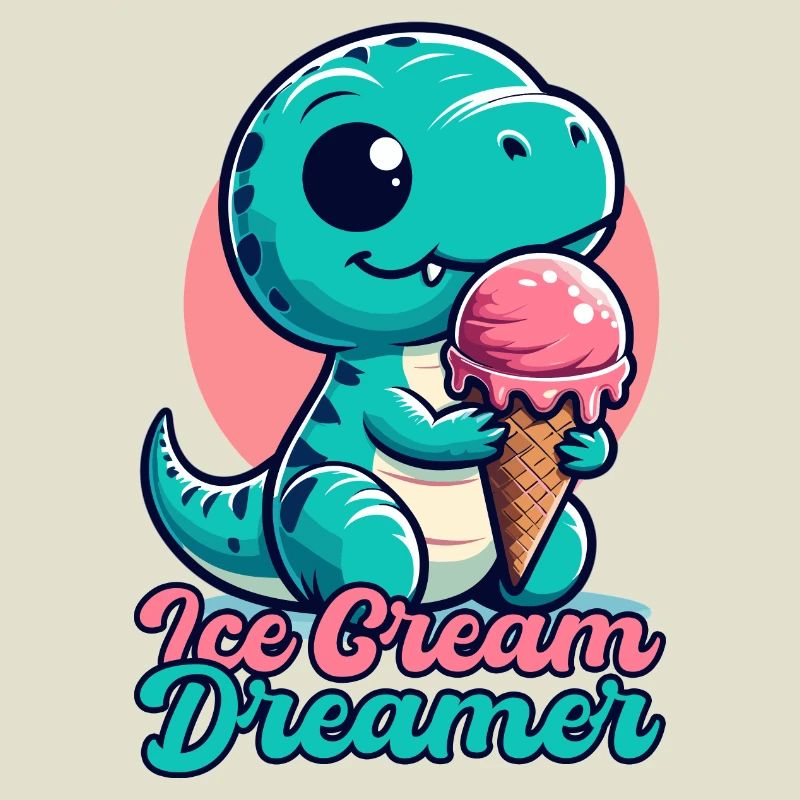 Eiscreme Träumer süßer T-Rex mit Eis Geschenk