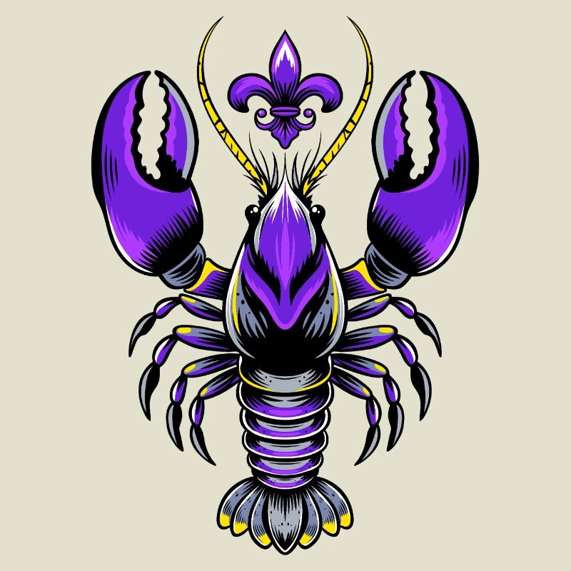 Mardi Gras Languste mit Fleur-de-Lis Design