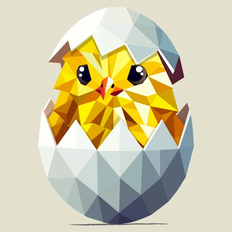 Chick in the Egg – Modern Easter Illustration