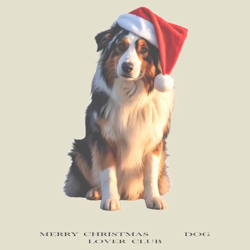 Boder Collie Weihnachts-Hund im Santa-Hut