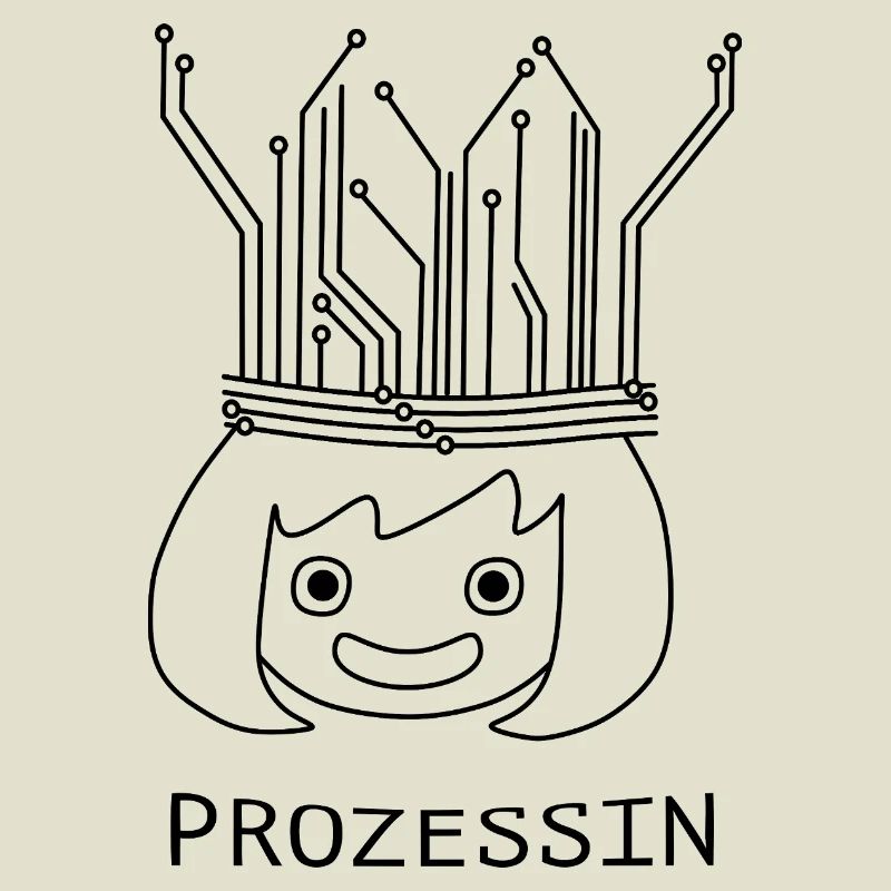 Prozessin mit Tech-Krone