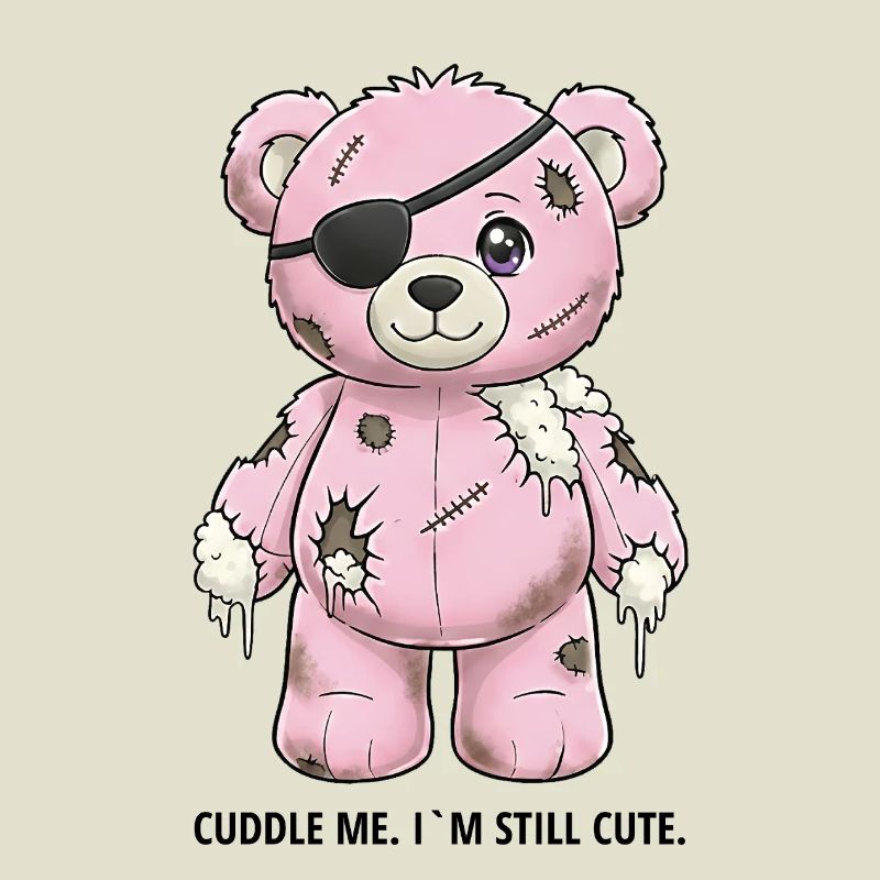 Patchwork Pink Teddy Bear with Eye Patch