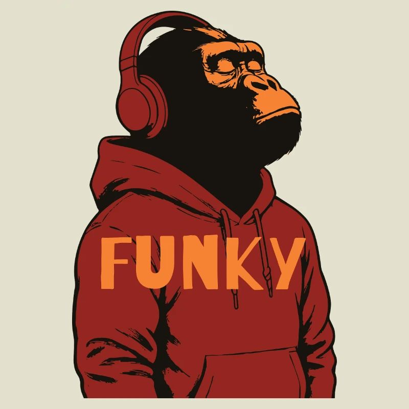 Sweat à capuche funky Gorilla design