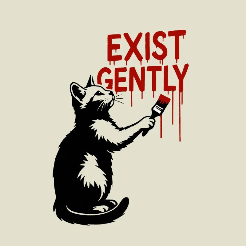 Exist Gently Cat Print