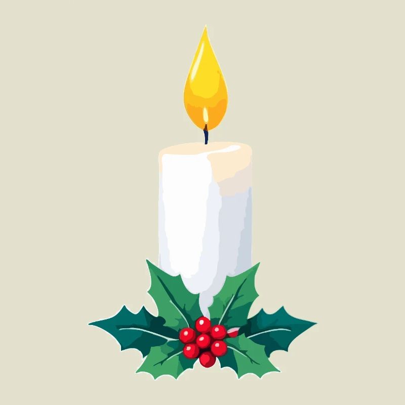 Weihnachtskerze & Stechpalme