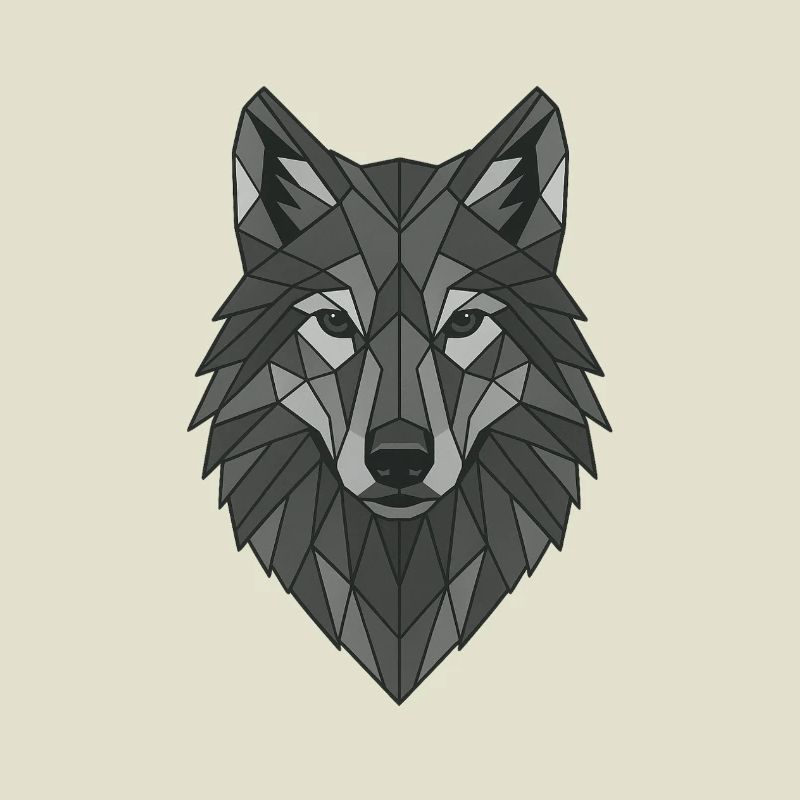 Geometric Gray Wolf Head