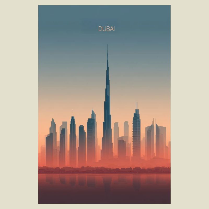 Dubai Skyline dans des teintes pastel