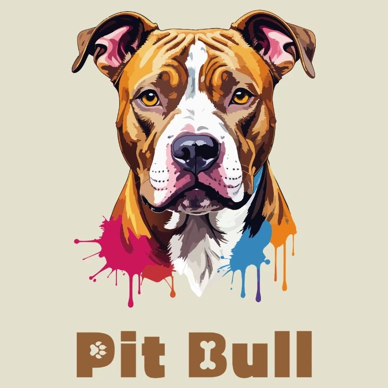 Portrait de pitbull avec éclaboussures de peinture