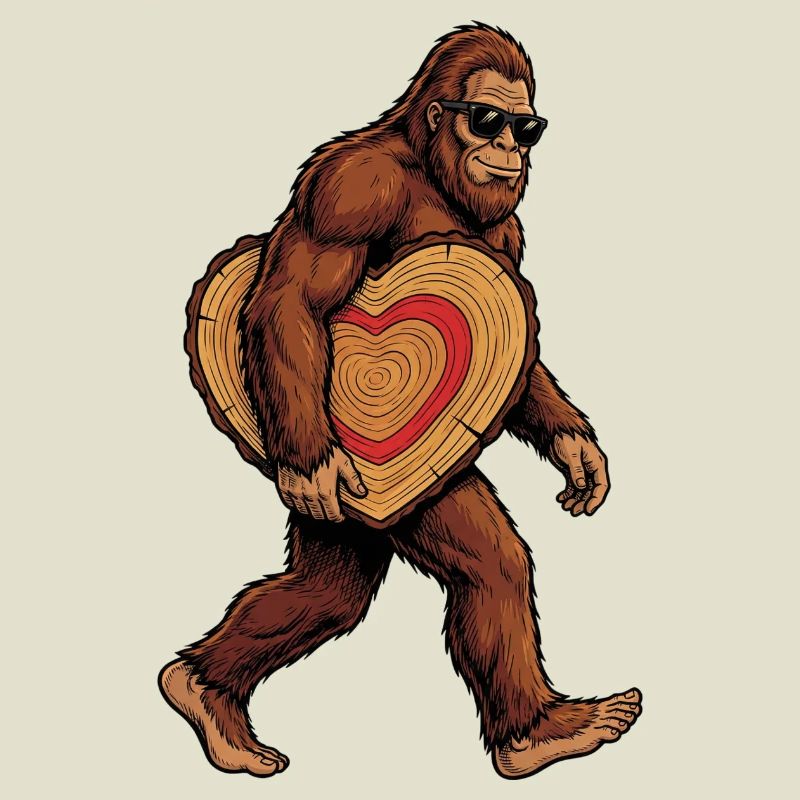 Sasquatch mit Holzherz