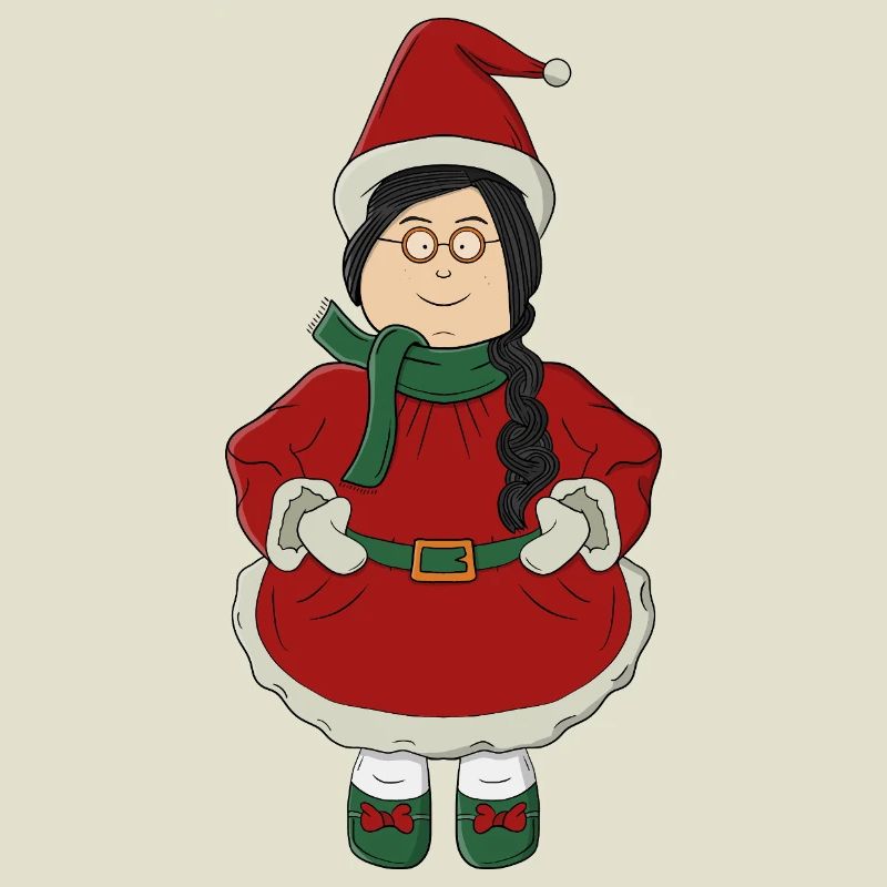 Weihnachtsmannmädchen im roten Kleid