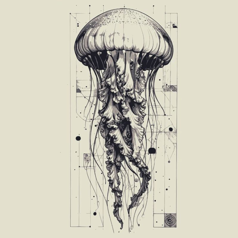 Black and White Technok Jellyfish