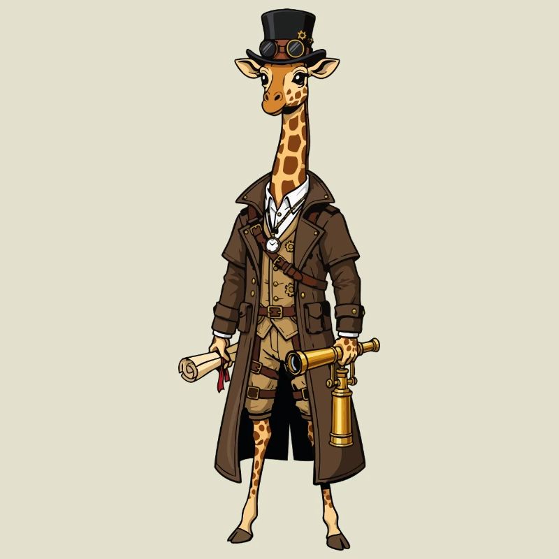 Girafe Exploratrice Steampunk Haut-de-Forme Chic