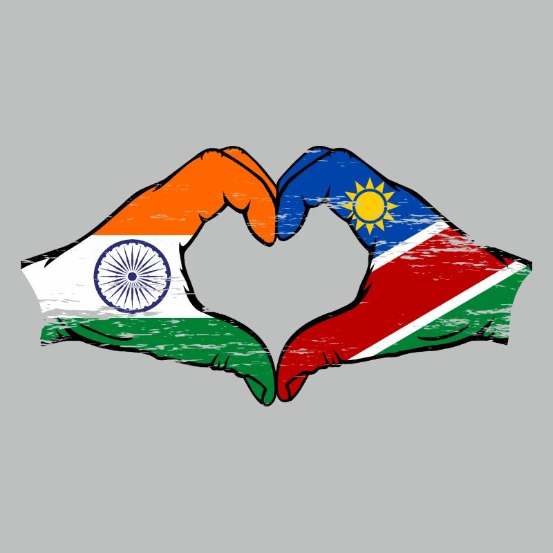 India Namibia Flag Hands Heart Shape used
