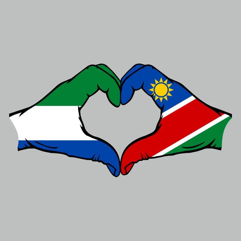 Sierra Leone Namibia Flag Hands Heart