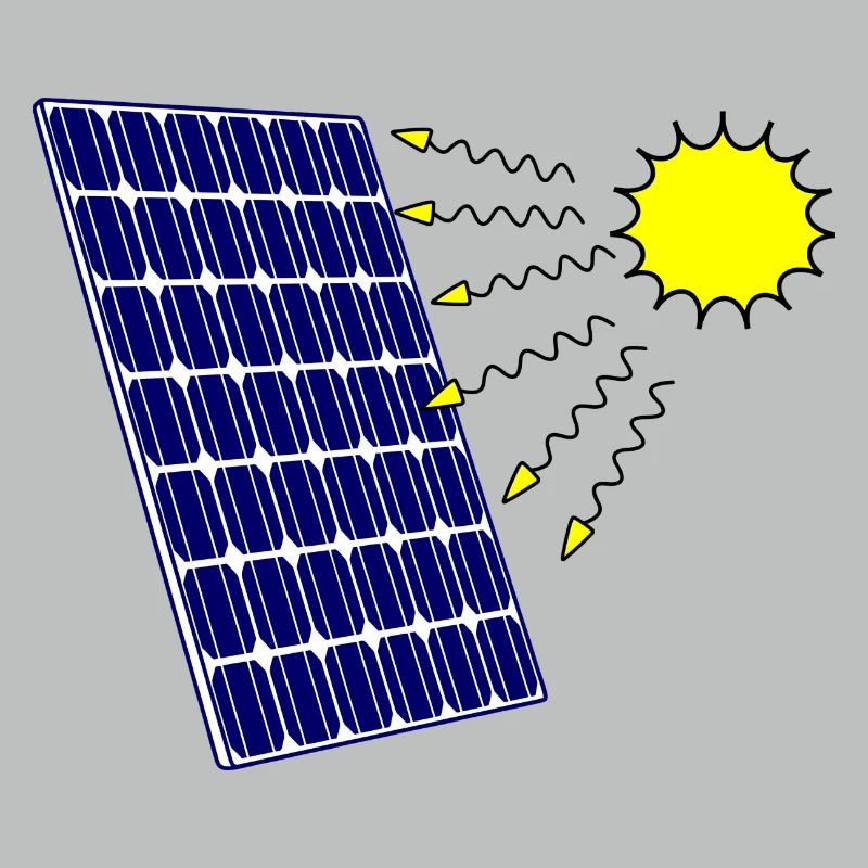Solar panel with Solar radiation and sun