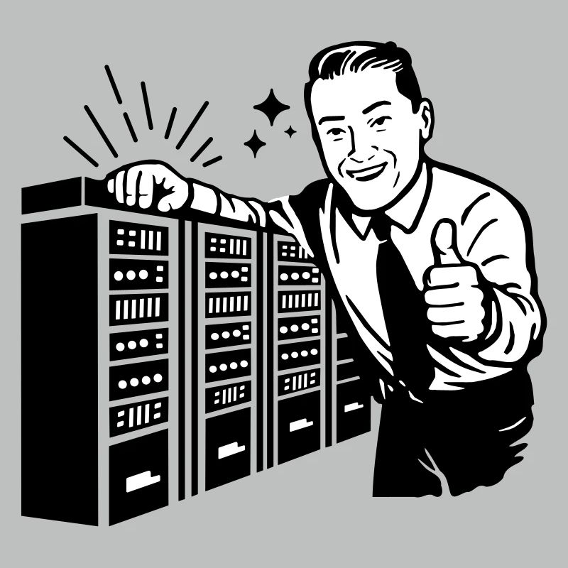Rétro IT Admin Smiling – Support technique vintage