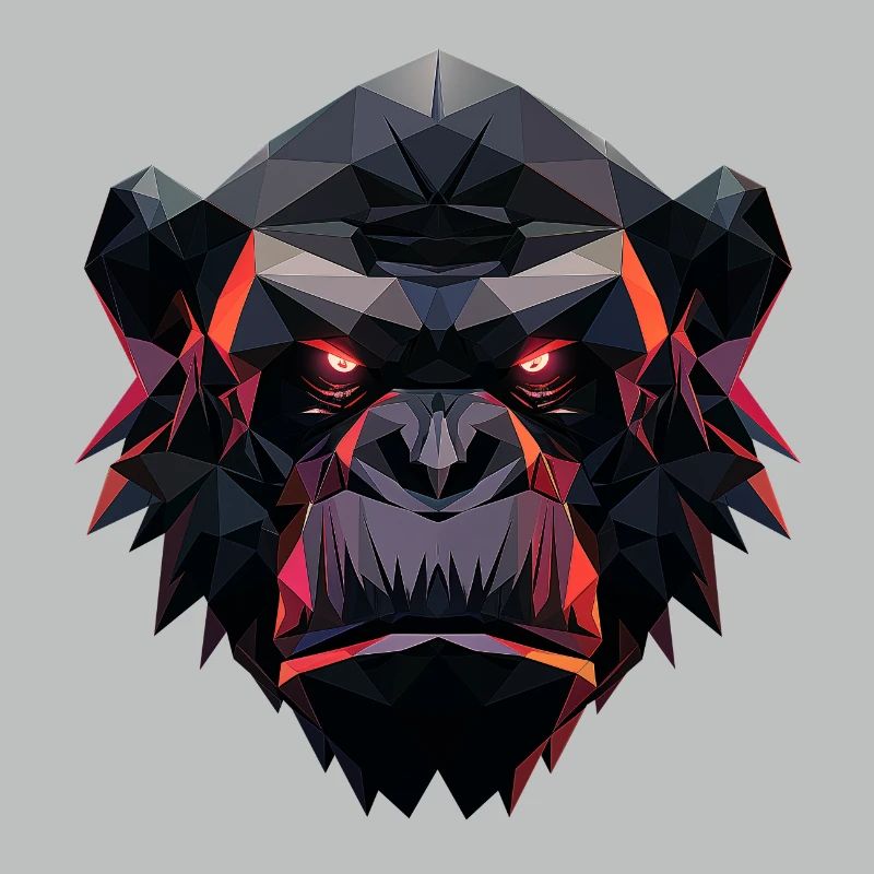 Gorille Prisme Tête Low Poly Art Design