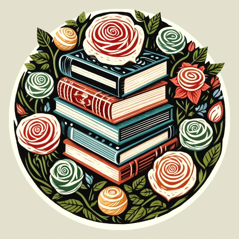 Floral Book Stack Emblem