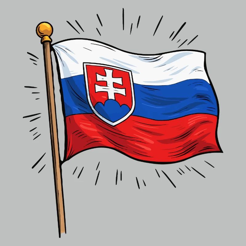Slowakei Flagge mit Wappen