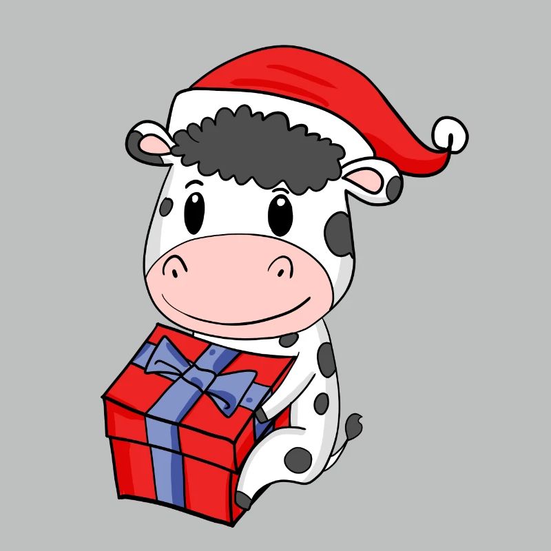 Vache de Noël Bébé avec cadeau