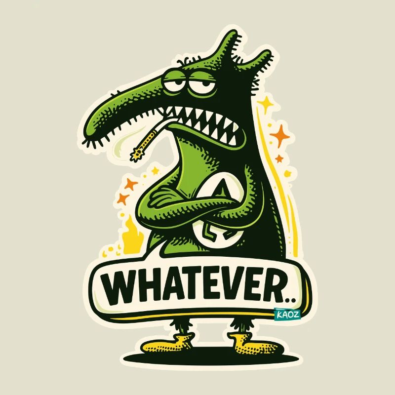 Dino Monstre Vert avec Peu importe l’Attitude