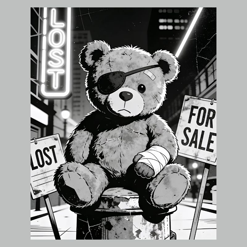 Neon Noir Bear with Eye Patch