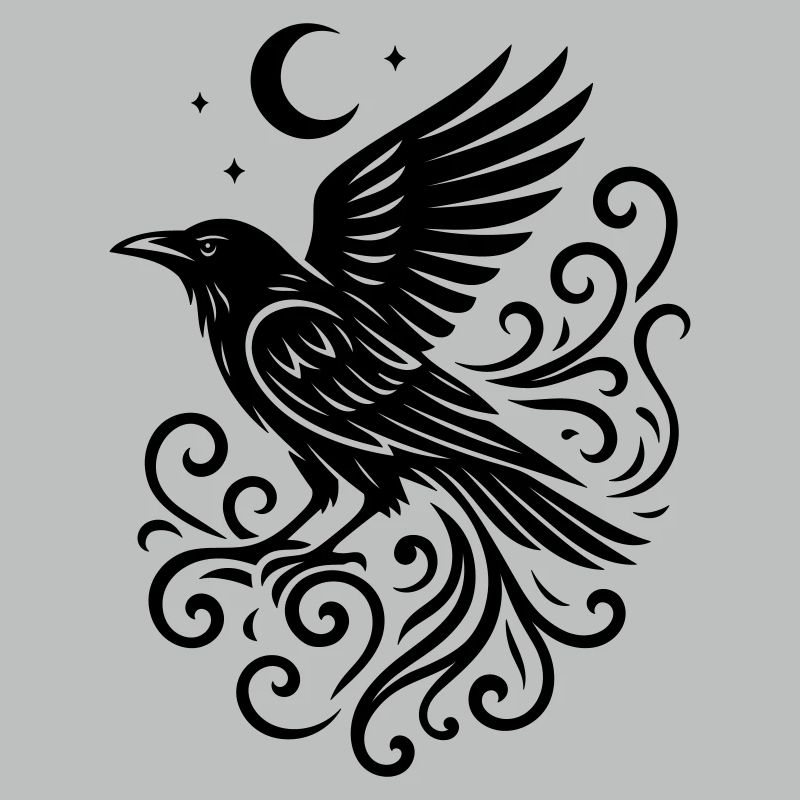 Rauhnächte Corbeau avec Lune et Étoiles