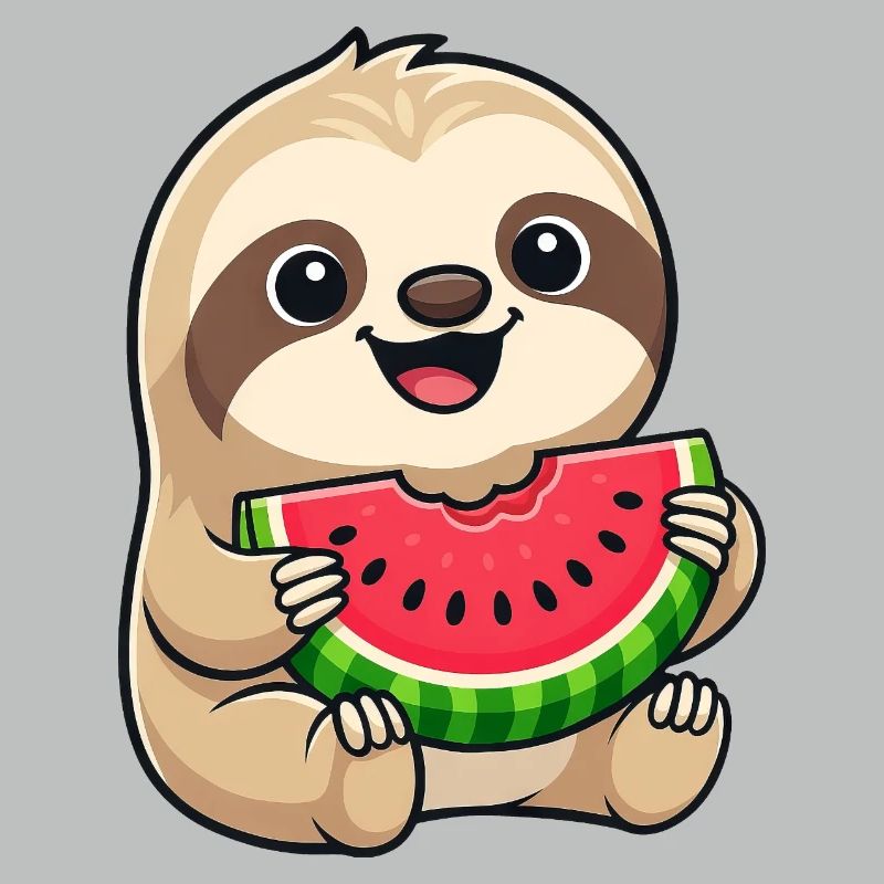 Droll Sloth Melon Summer Fruit Cartoon Cute
