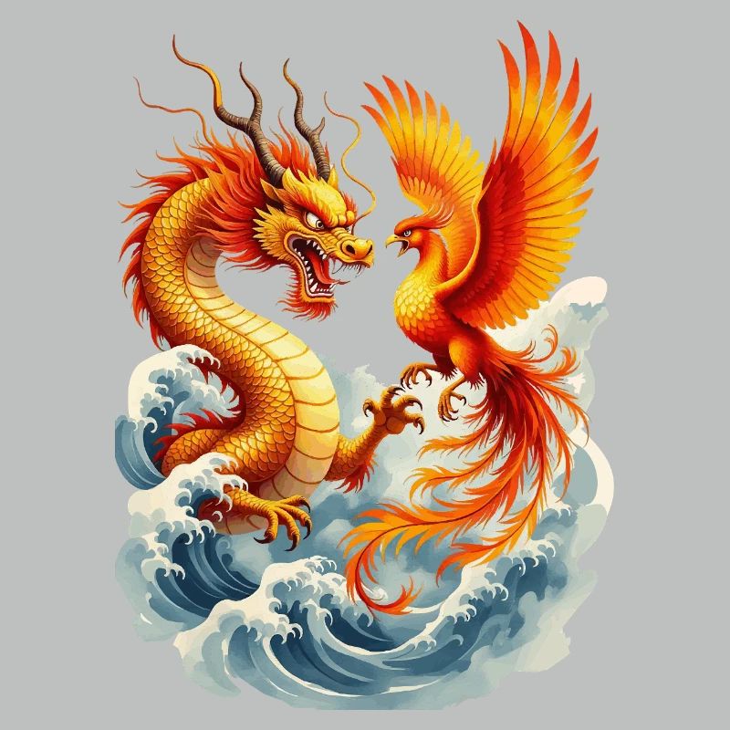 Dragon and Phoenix vector