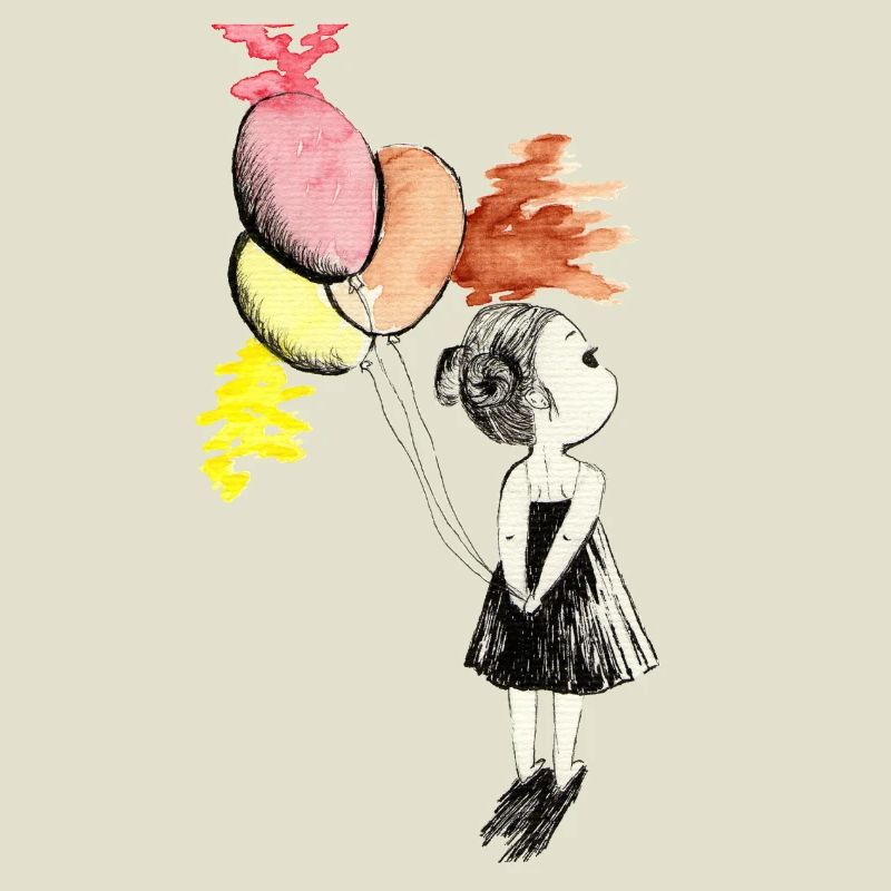 Ballonmädchen Aquarellfarben