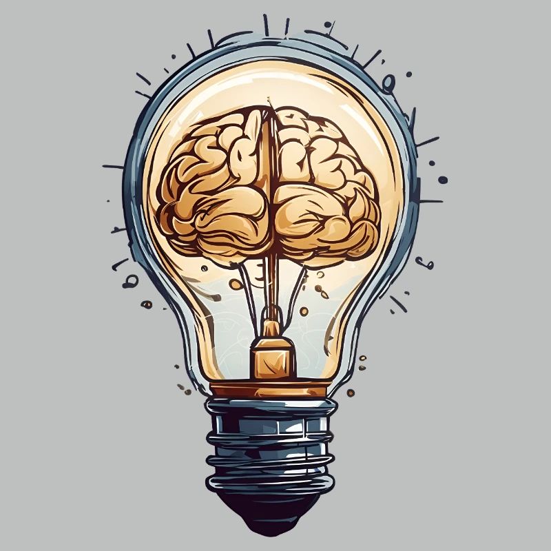 Lampe de pensée : Idées cérébrales dans une ampoule