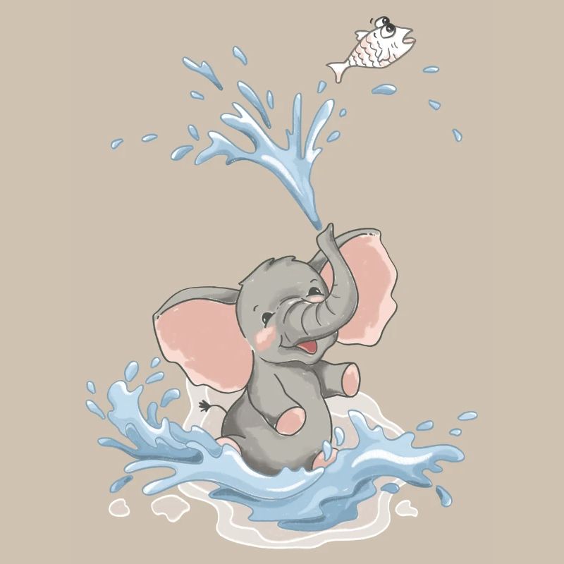 Bébé éléphant Éléphant Éclaboussure d’eau Eau Baignée d’été