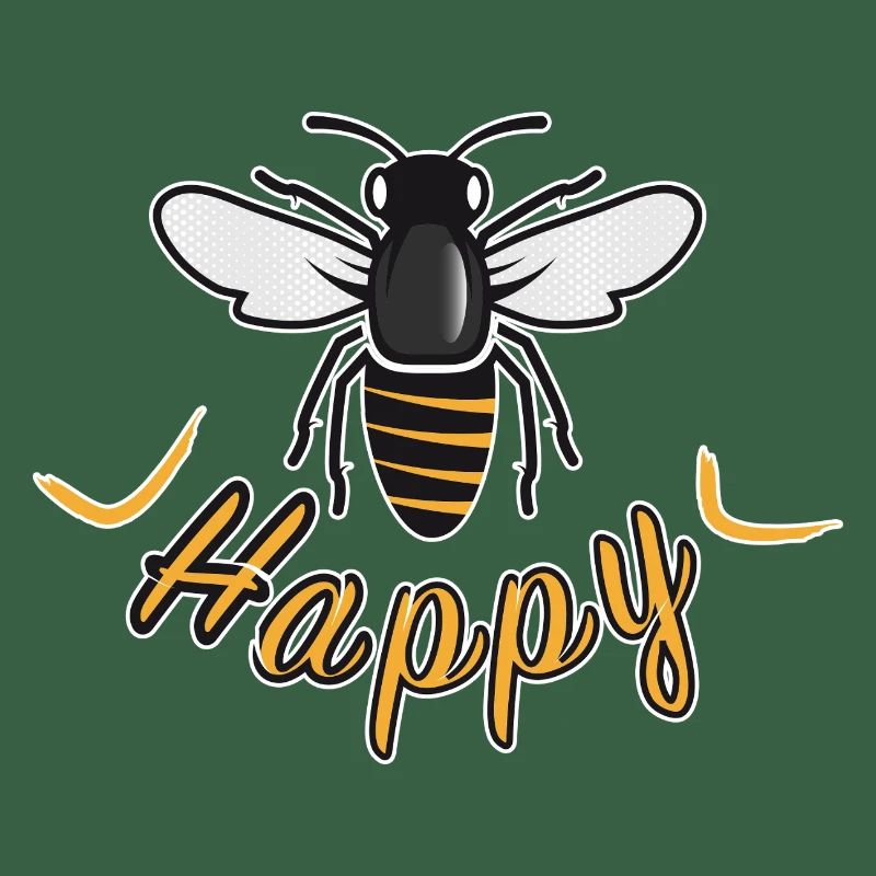 Abeille heureuse avec l’inscription « Happy »