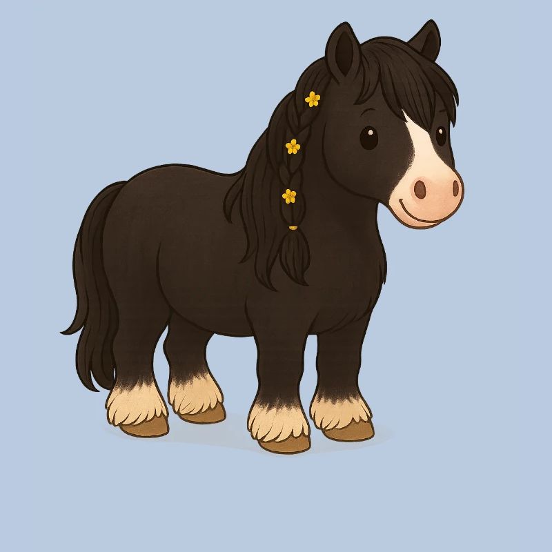 Schwarze Tinker Stute Katy mit Blumenbraid