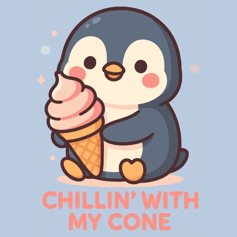 Pingouin mignon avec un design de cornet de glace